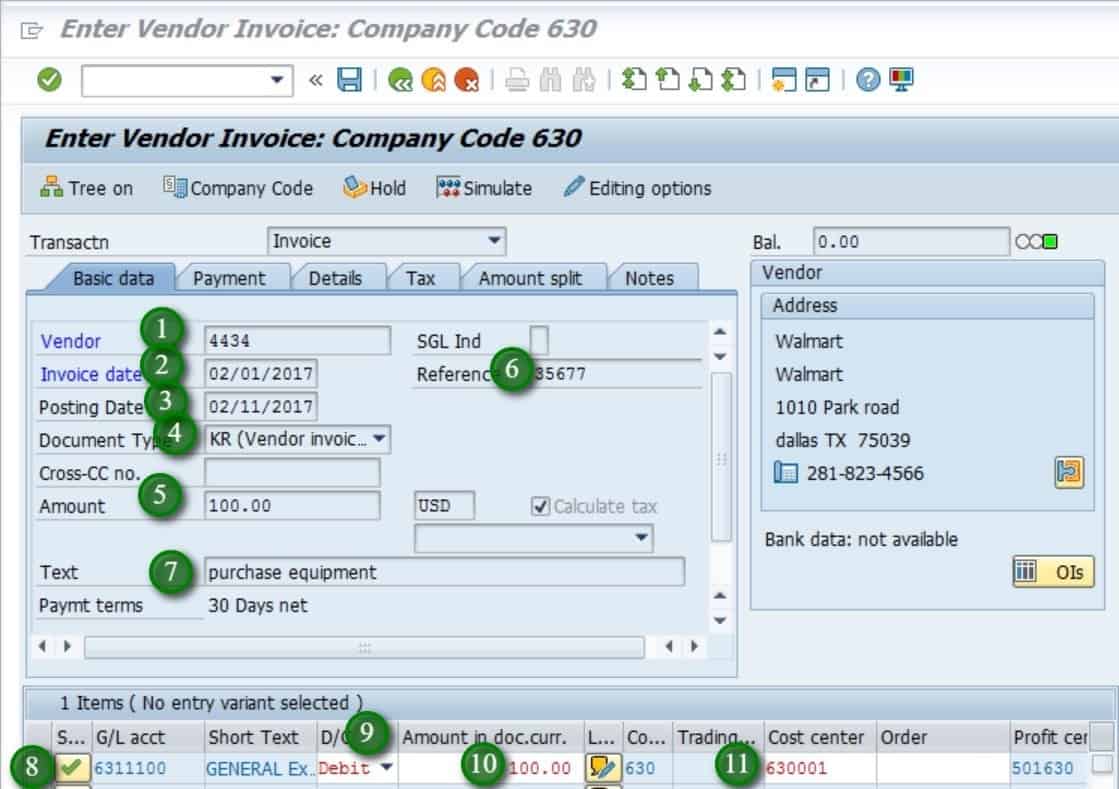 FB60 create a Vendor invoice Sapsharks