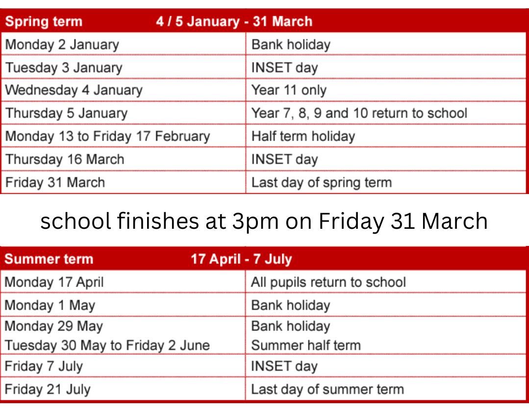 Term Dates Saracens High School