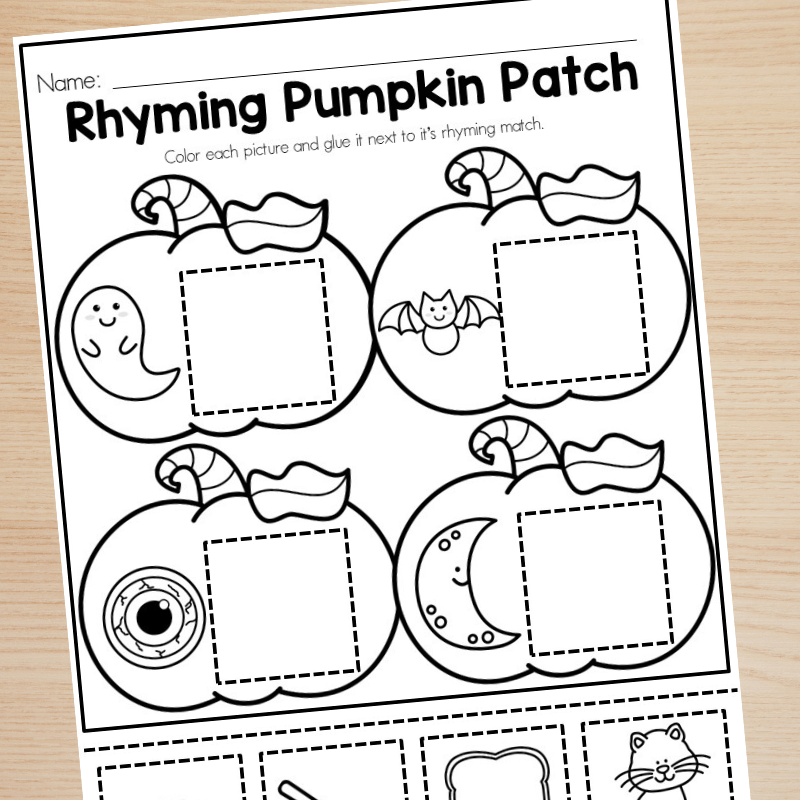 Halloween Rhyming Words Worksheet and Activities - Sarah Chesworth