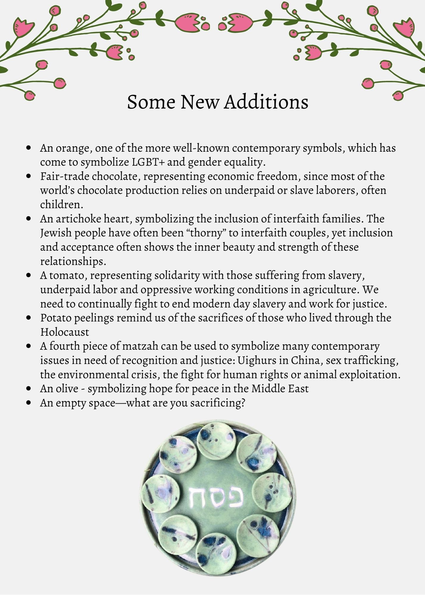 Creative Seder plate guide Sarah Dolin Pottery