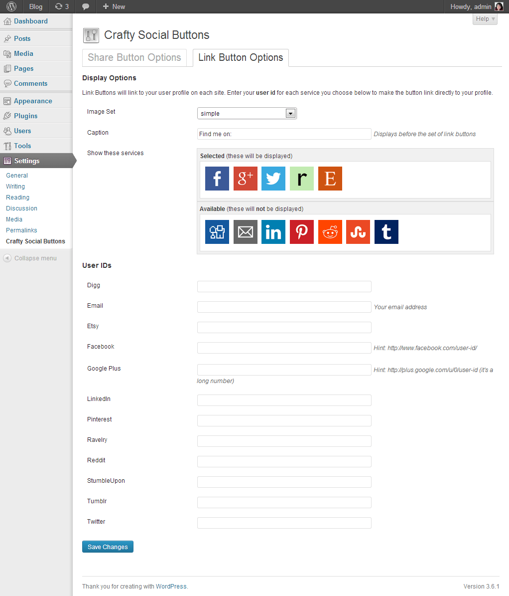 Crafty Social Buttons Plugin for WordPress