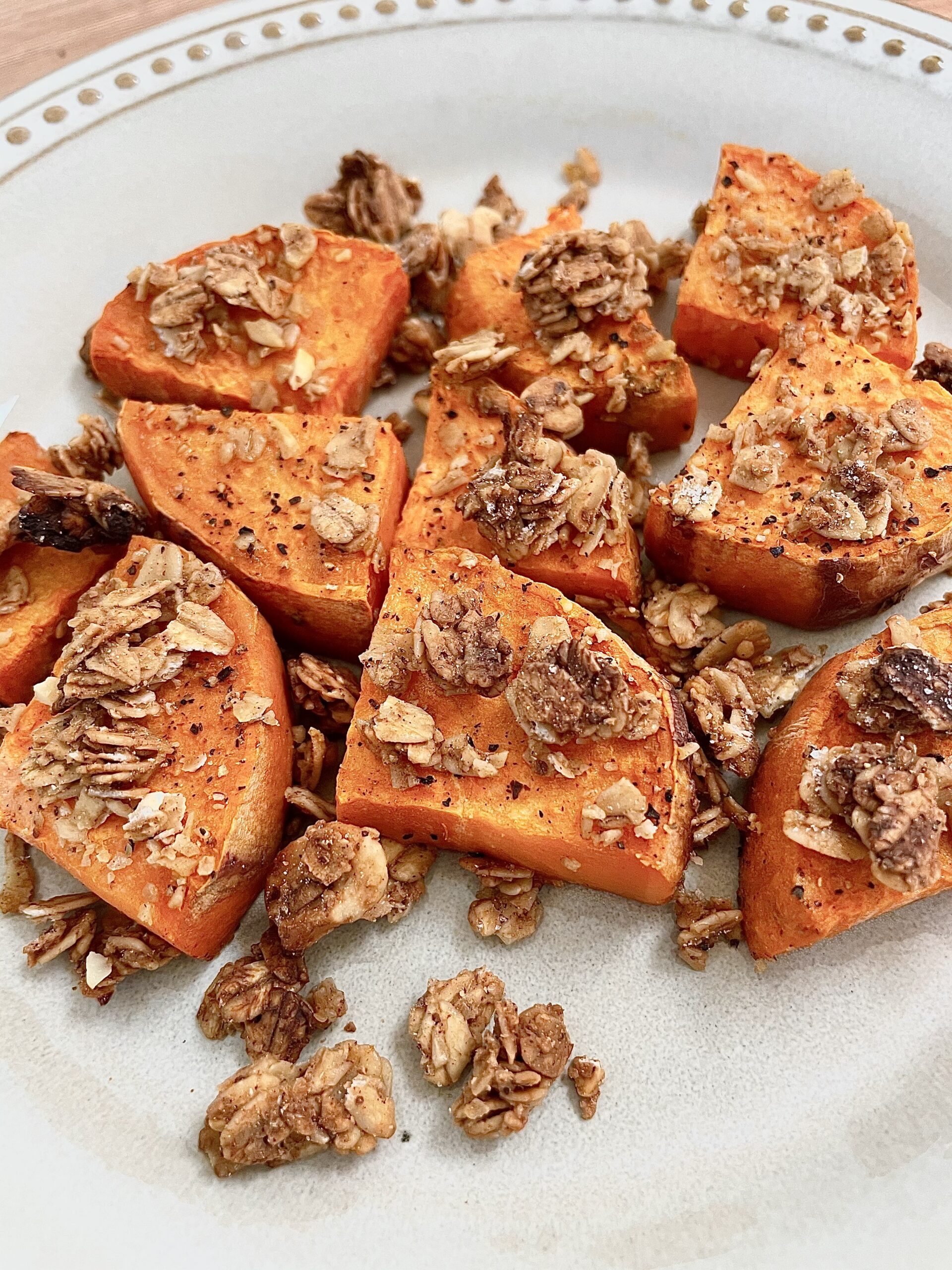 Gluten Free Roasted Sweet Potatoes with Granola • Sarah Koszyk