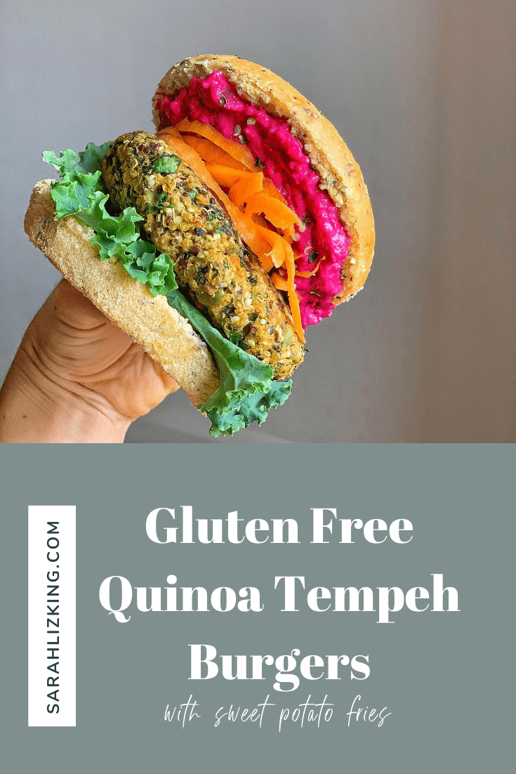 Quinoa Tempeh Burgers with Sweet Potato Fries Sarah King