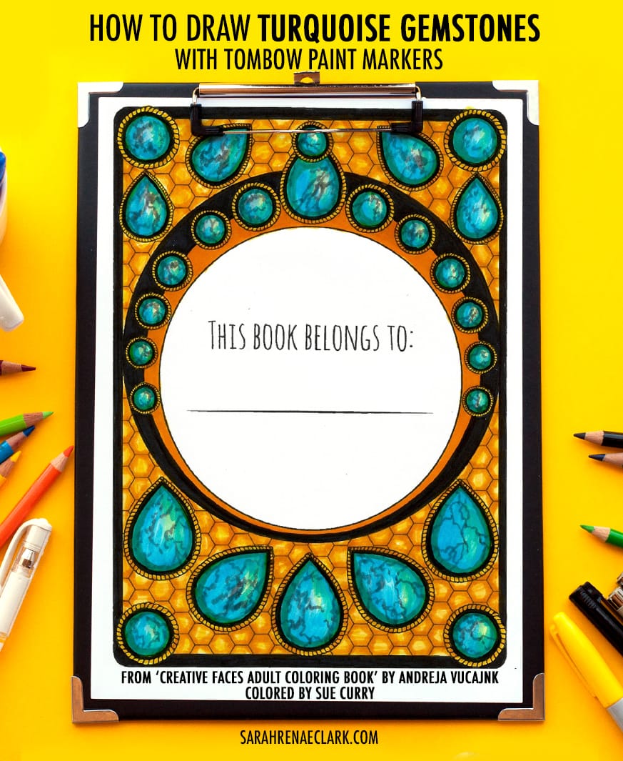 How to Draw Turquoise Gemstones with Tombow Paint Markers Adult