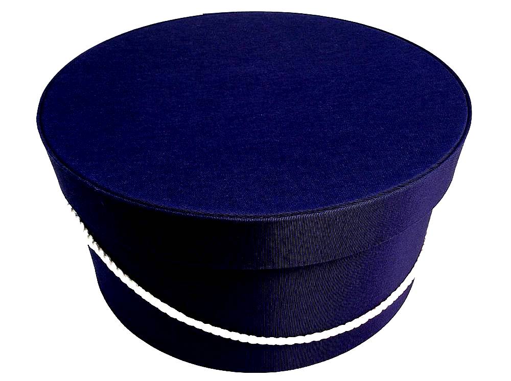 10Navy Blue Hat BoxNavy Blue Classic navy blue fabric with a cream