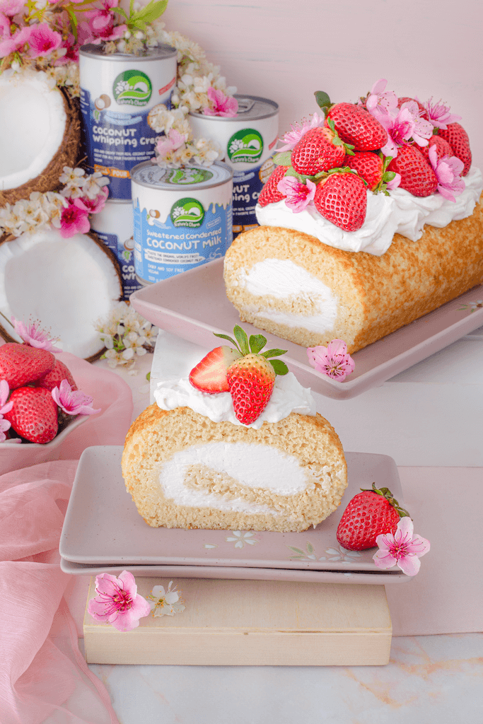 Vegan Coconut Swiss Roll (Roulade) Sara Kidd
