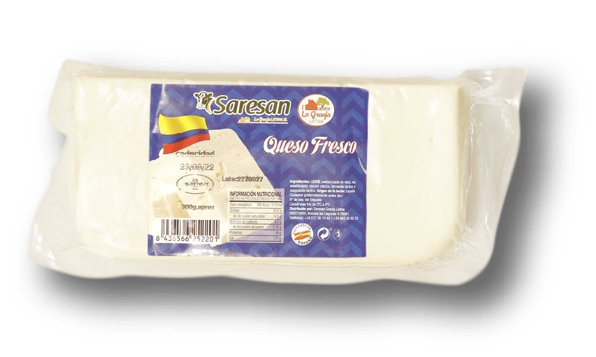 Queso fresco colombiano en barra Saresan