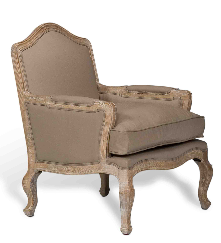 French Bergere Arm Chair Solid Oak White Washed Finished Handcrafted