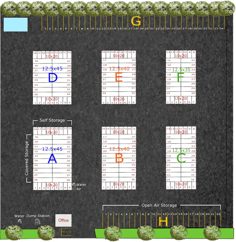 Facility Map RV, Boat and Self Storage San Antonio, TX