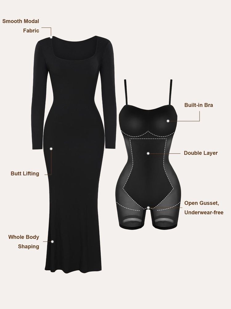 Builtin Shapewear Dress Sassy Shapewear