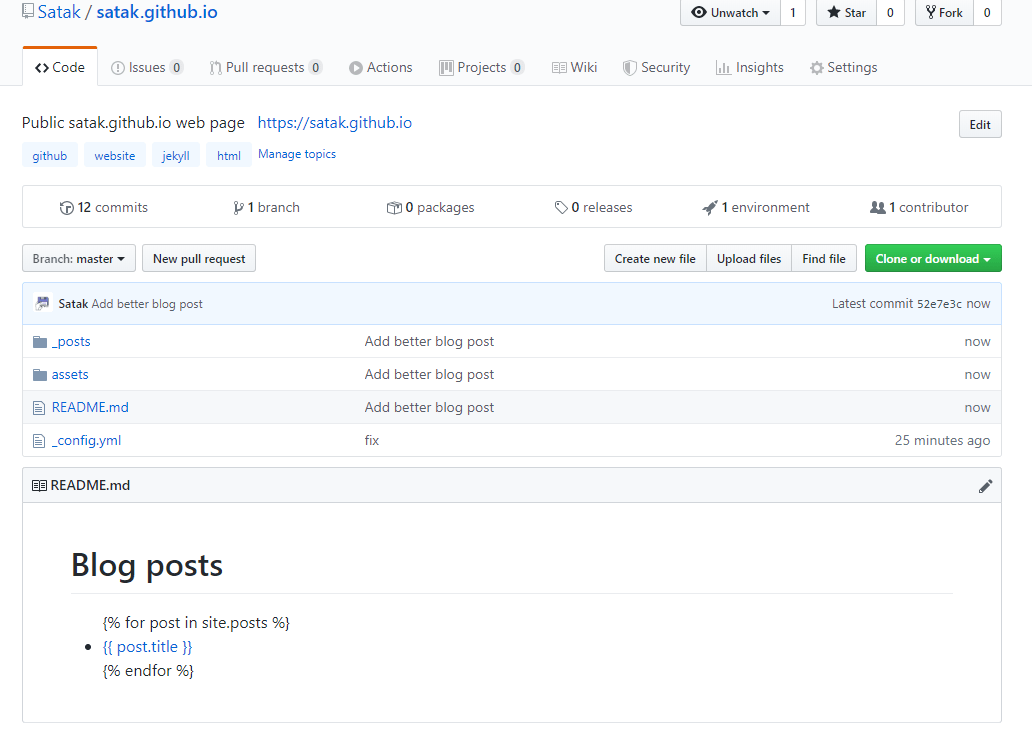GitHub pages Satak blog