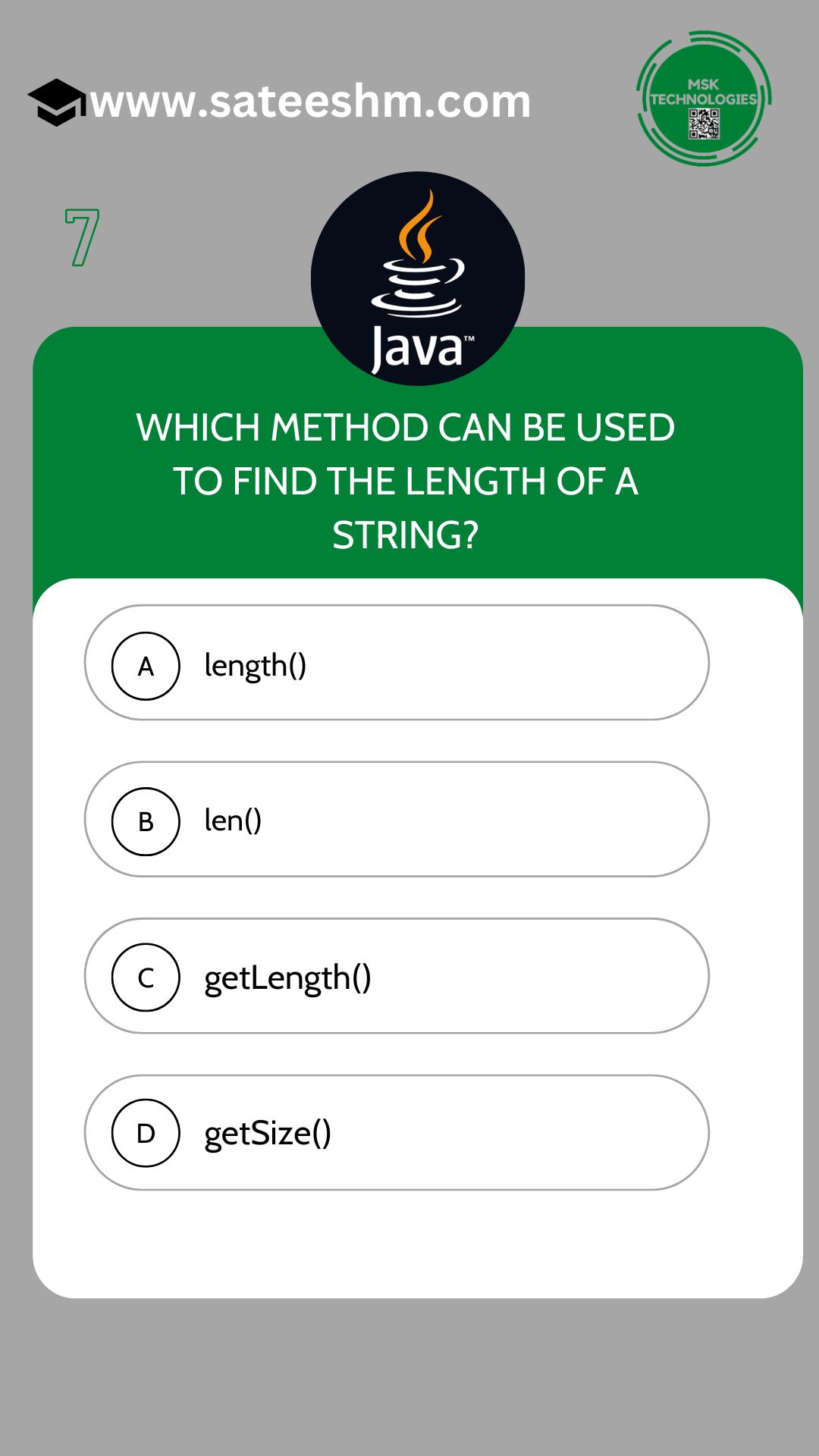 Java Practice Msk Technologies