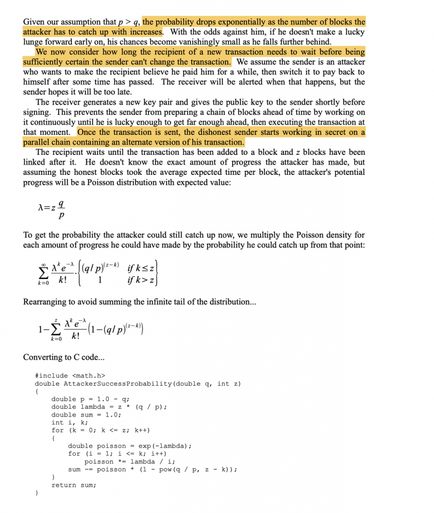 Satoshi Calculates The Probability Of An Bitcoin Network Attack