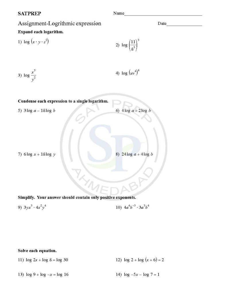 Solve the logarithmic equation. This problem involves the use of the