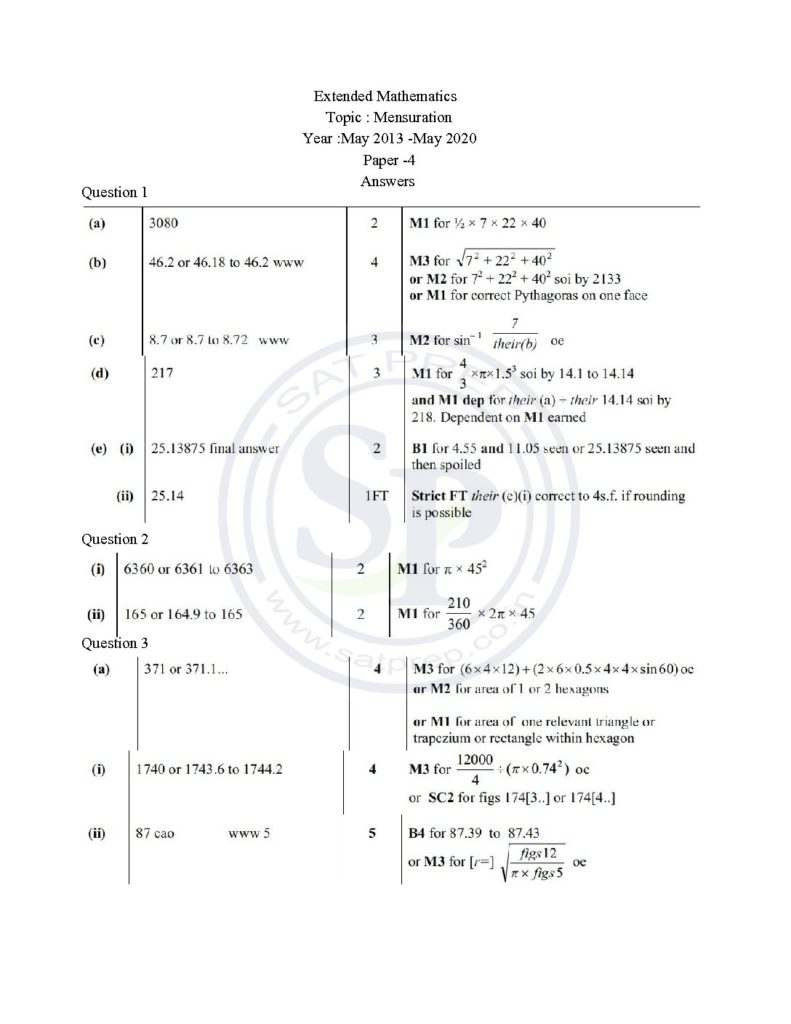 Past Papers Cambridge IGCSE Mathematics Additional.