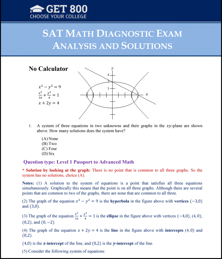 Thank You For Purchasing The SAT Math Diagnostic Test Solution Guide