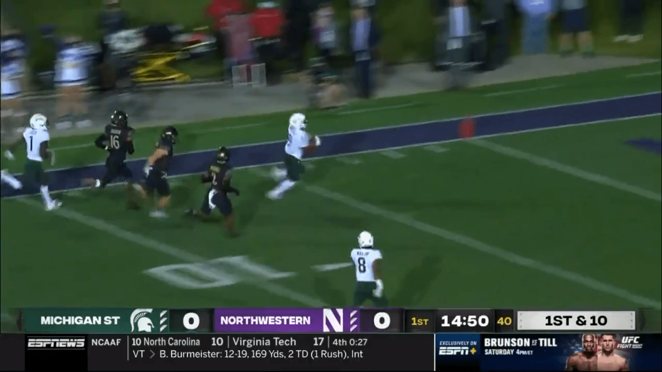 Hello, Walker! Michigan State RB takes opening handoff 75 yards