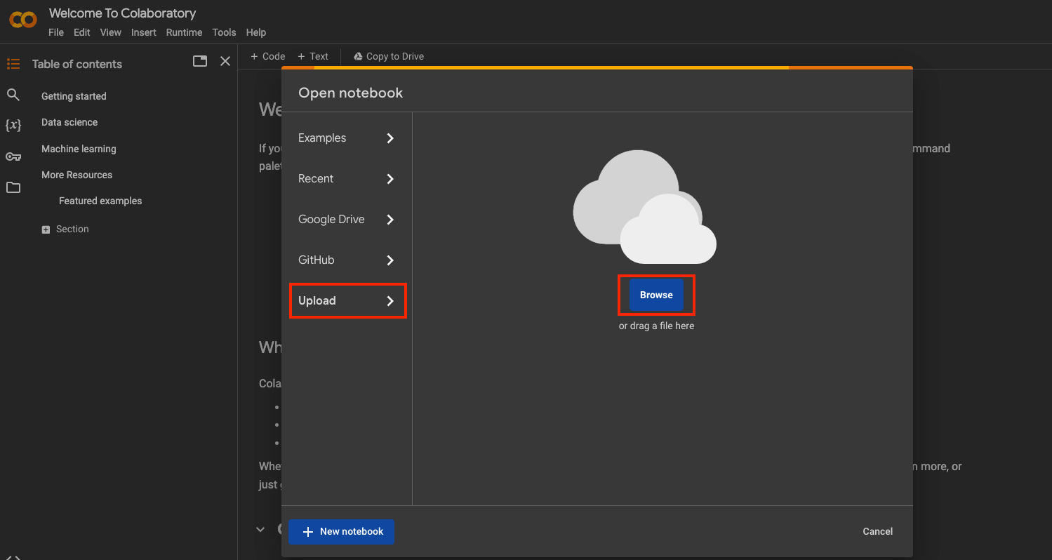 How to Run a Downloaded Jupyter Notebook on Google Colaboratory