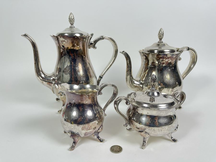 Vintage Gorham Newport Silverplate Coffee Pot Teapot Creamer And Sugar Bowl