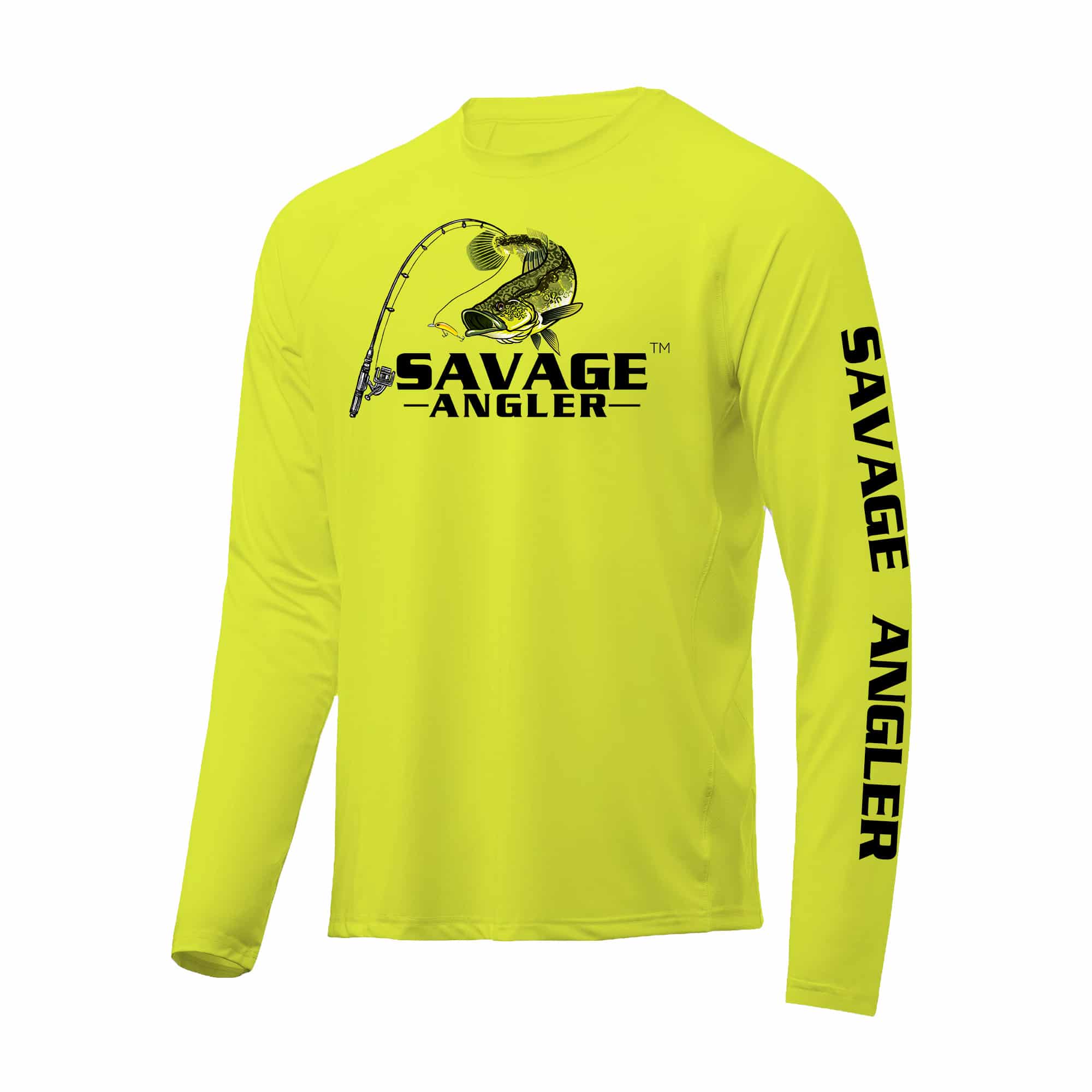 Savage Angler Bass Series Men's Long Sleeve Performance Fishing Shirt Neon Yellow » Savage Angler