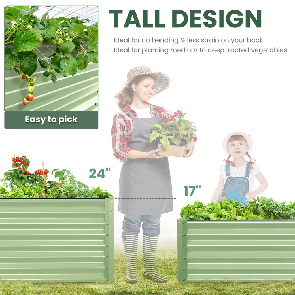 24" Tall, Galvanized Metal Raised Beds 96"L×48"W – SavanaGarden