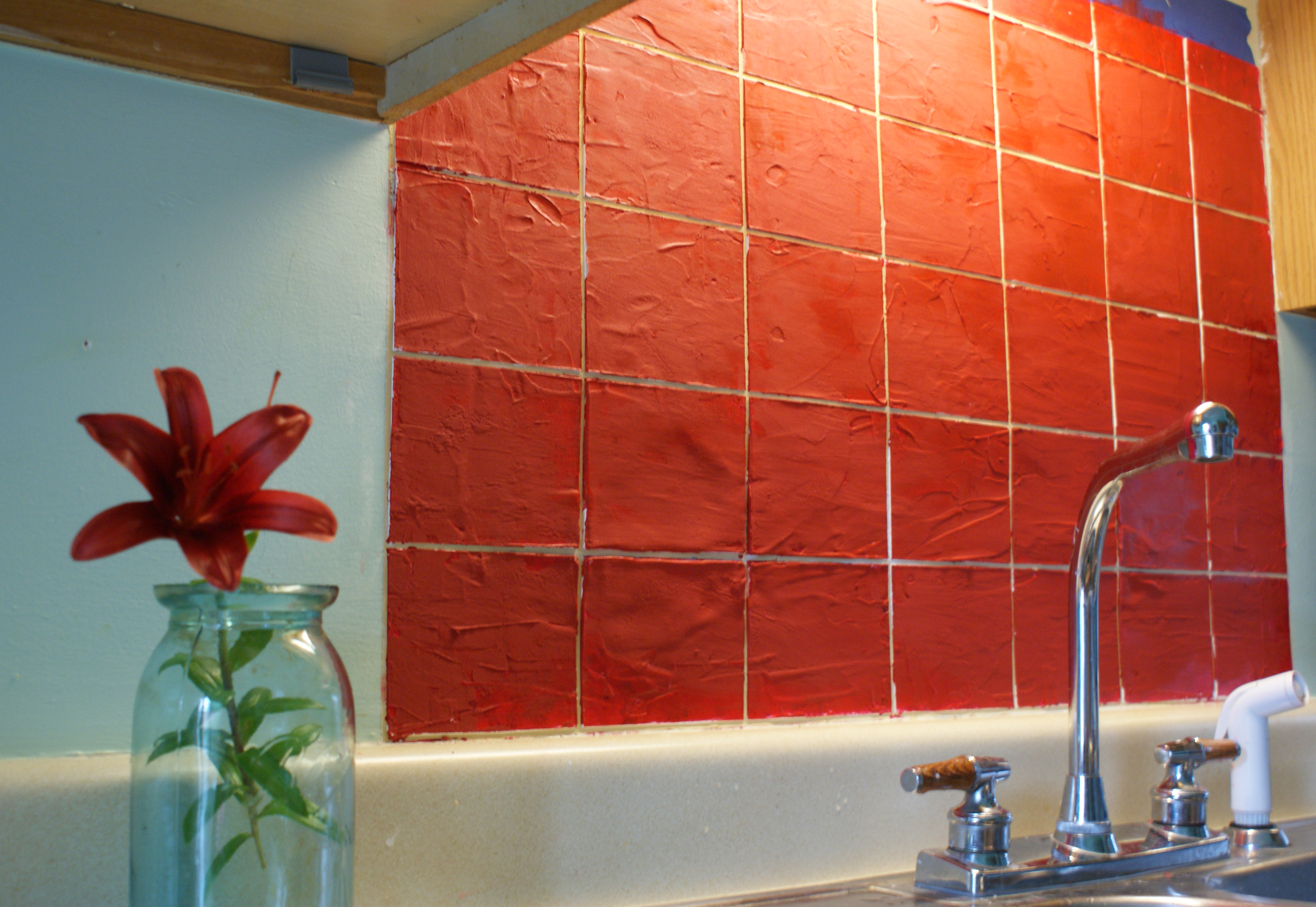 Faux Tile Kitchen Backsplash