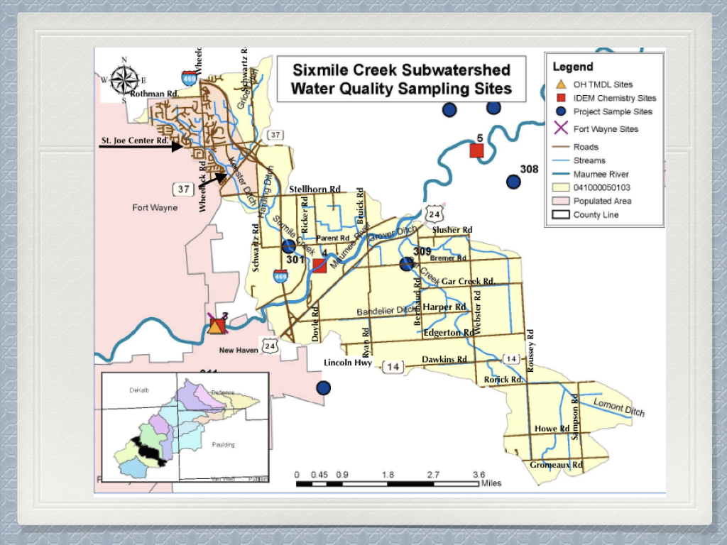Six Mile Creek Subwatershed Boundaries, Upper Maumee River Save Maumee