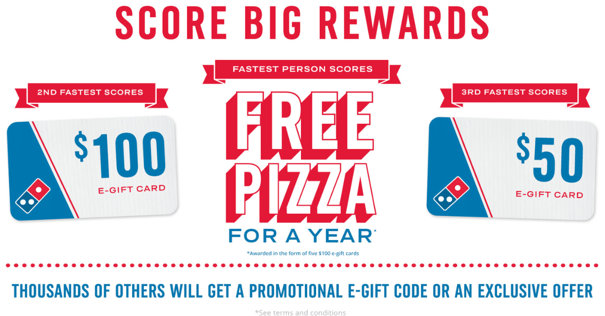 Win 1 Of 5,003 Domino's Gift Cards Savewall
