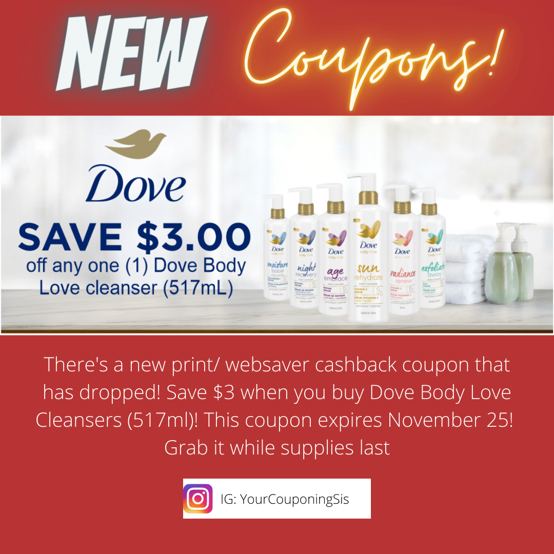 SAVE 3 Coupon On Dove Body Love Cleanser! Save With Sis
