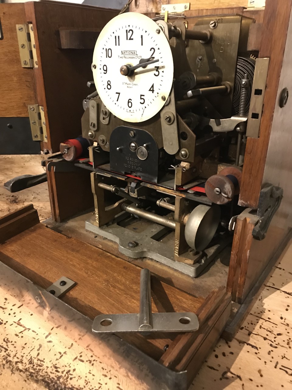 Antique Factory Clocking In Clock Machine