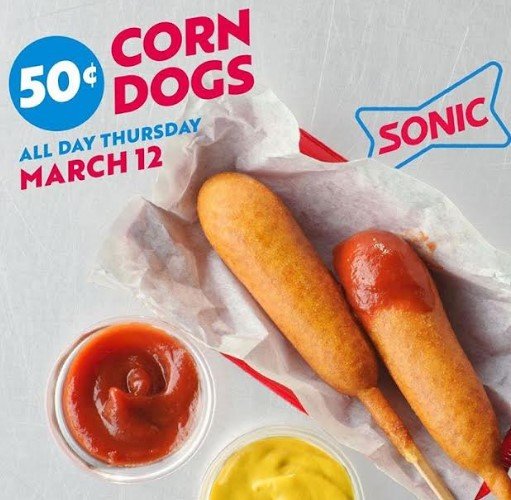 Sonic .50 Corn Dogs on March 12, 2020