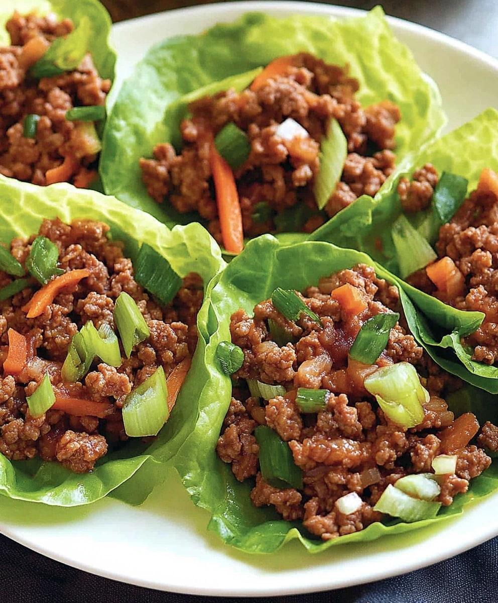Asianstyle Ground Beef Lettuce Wraps Recipe Savory Recipe