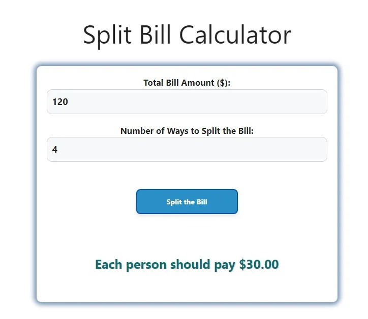 Split Bill Calculator How to Split a Bill