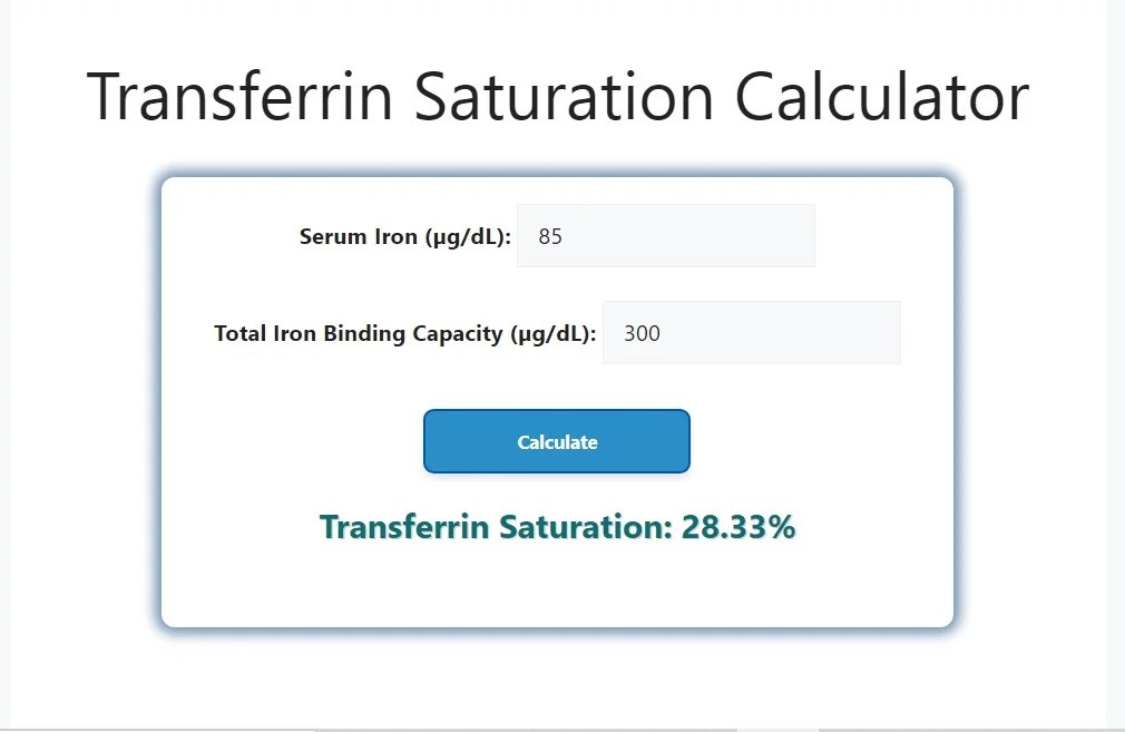 Transferrin Saturation Calculator Savvy Calculator