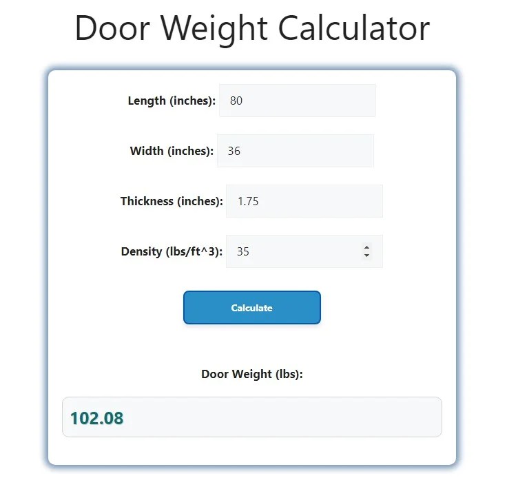 Door Weight Calculator Savvy Calculator