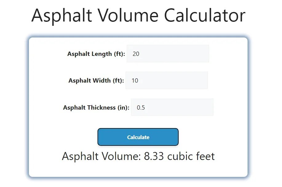 Asphalt Volume Calculator Savvy Calculator