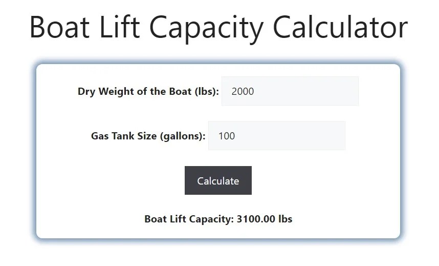 Boat Lift Capacity Calculator Savvy Calculator
