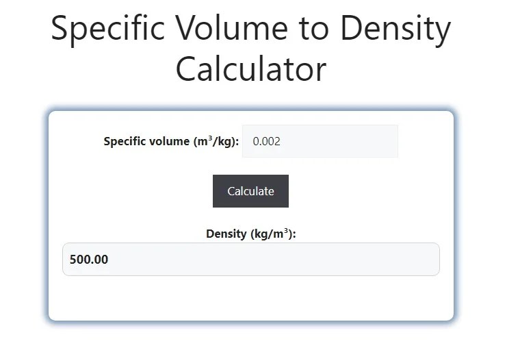 Specific Volume to Density Calculator Savvy Calculator