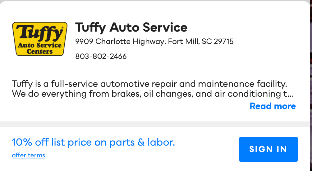 Tuffy Auto Service Savvy Perks