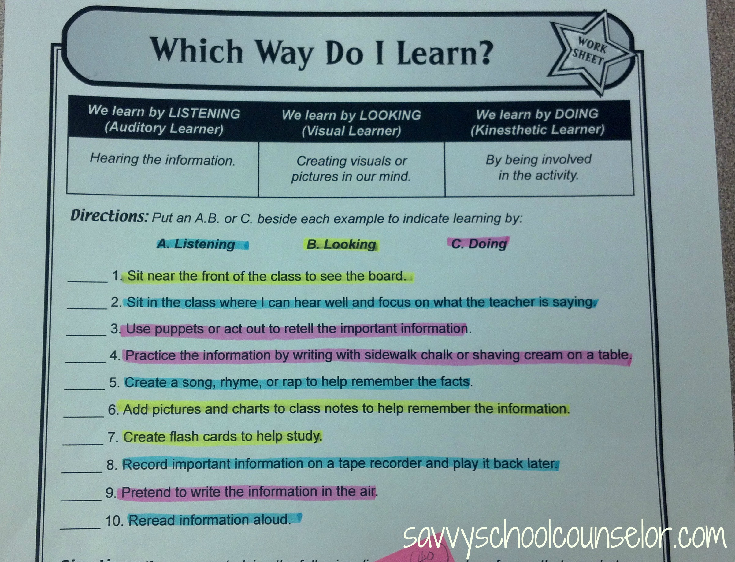 The 3 Learning Styles Savvy School Counselor