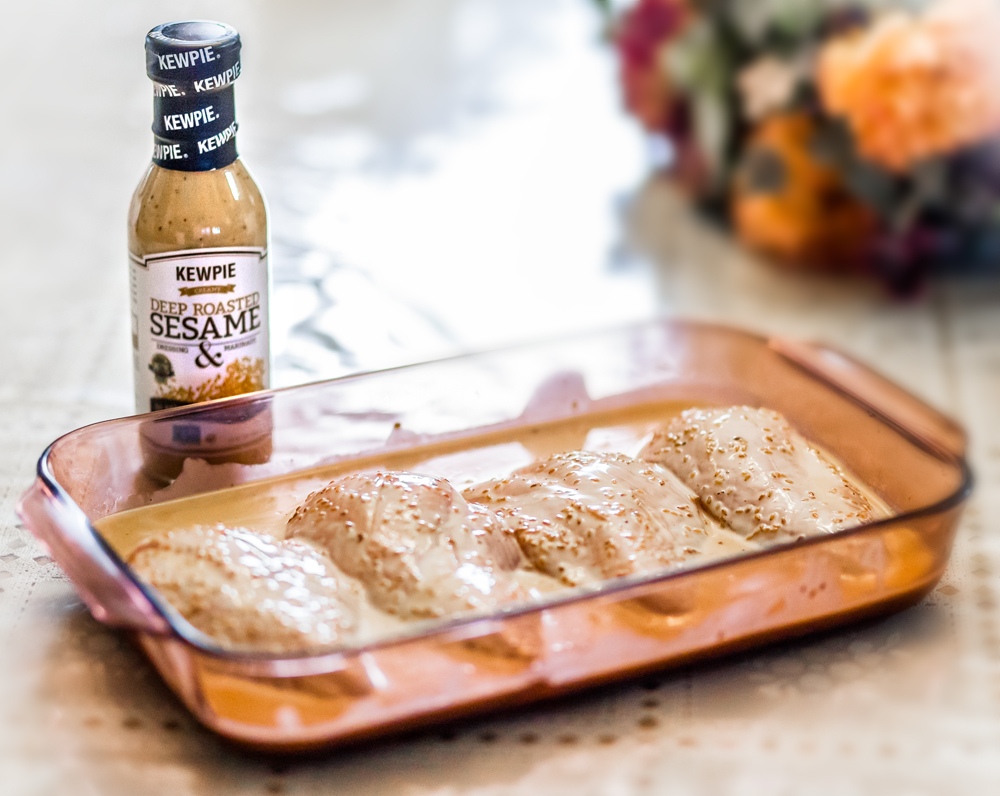 kewpie deep roasted sesame dressing chicken recipe Cythia Peeler