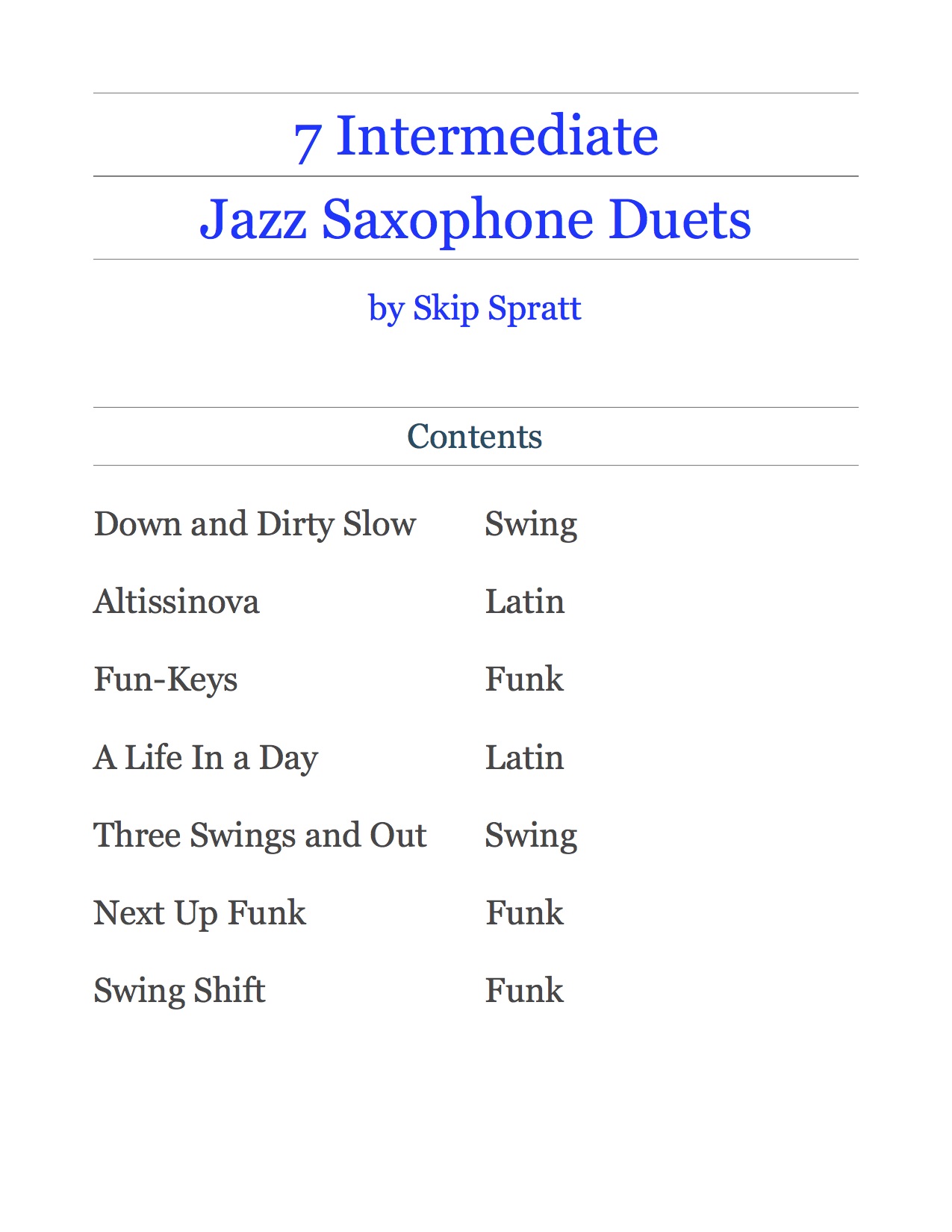 Intermediate Jazz Sax Duets Sax Shed