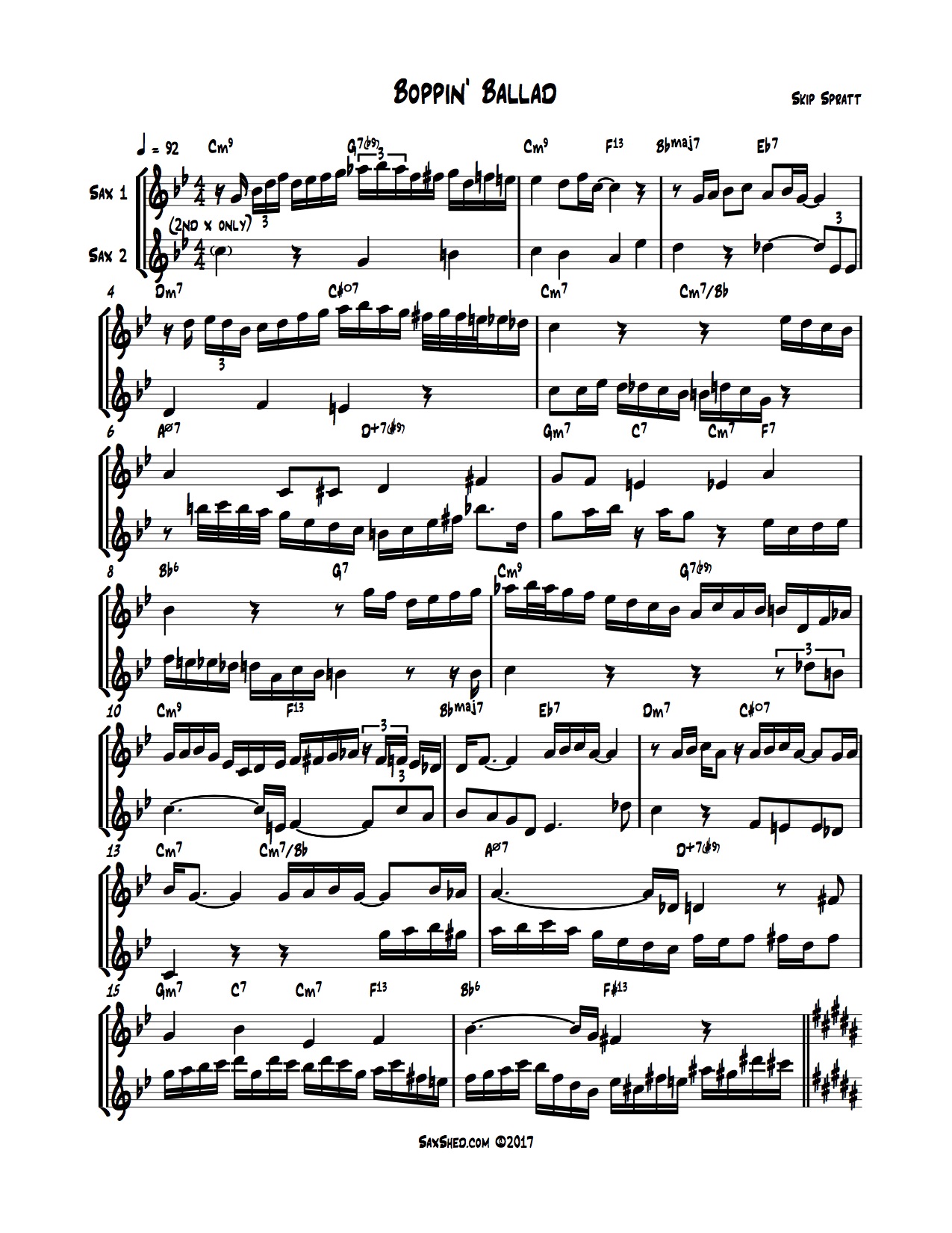 Advanced Jazz Sax Duets Sax Shed