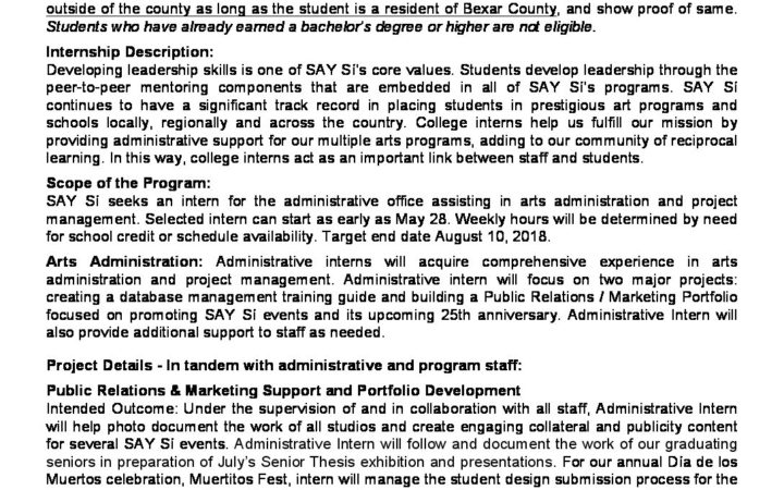 Admin Intern 2018 Job Description SAY Sí