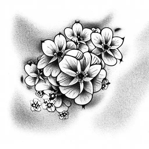 Black and Grey Me Not Flowers" Tattoo Idea BlackInk AI