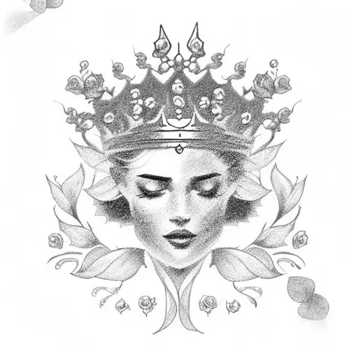 Blackwork "A Majestic Crown Adorned With Delicate..." Tattoo Idea