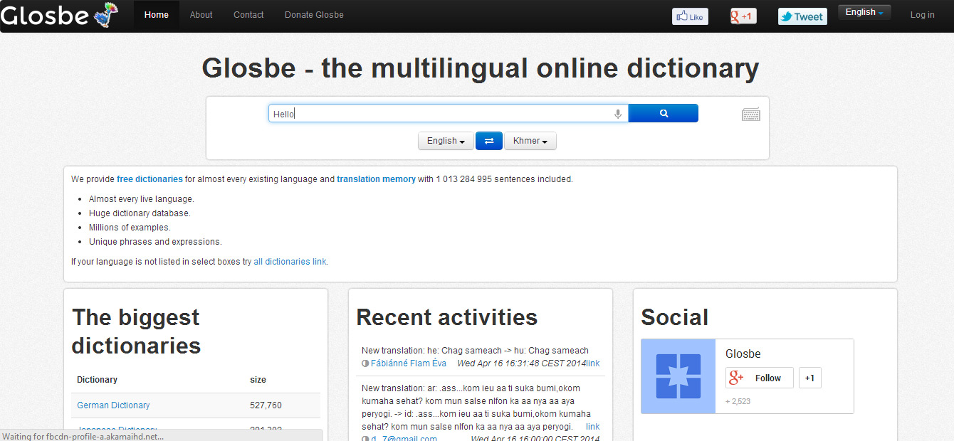 Glosbe a Collaborative Dictionary with Khmer and Many Other Languages