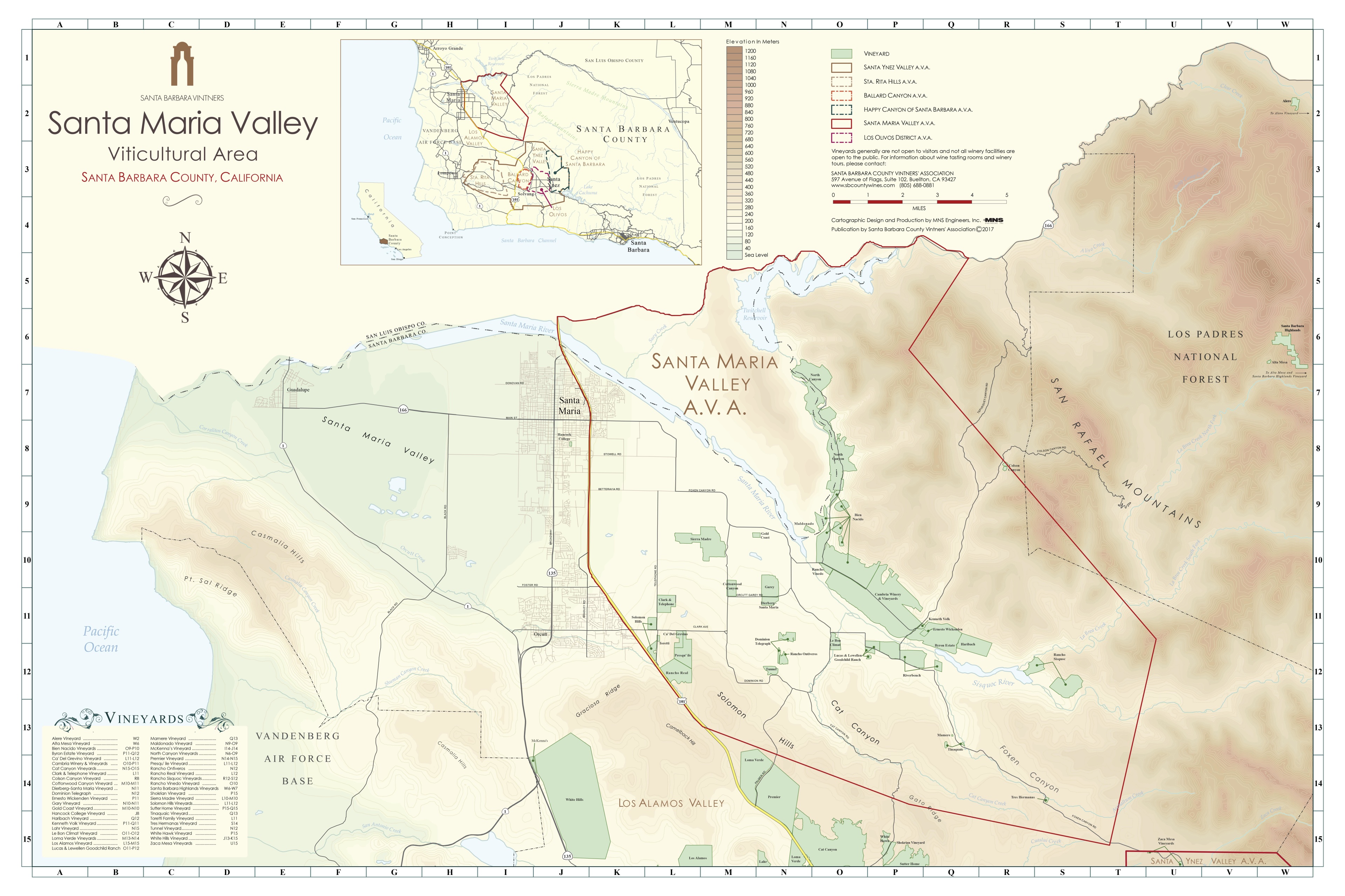 Santa Maria Valley AVA Map Santa Barbara County Vintners