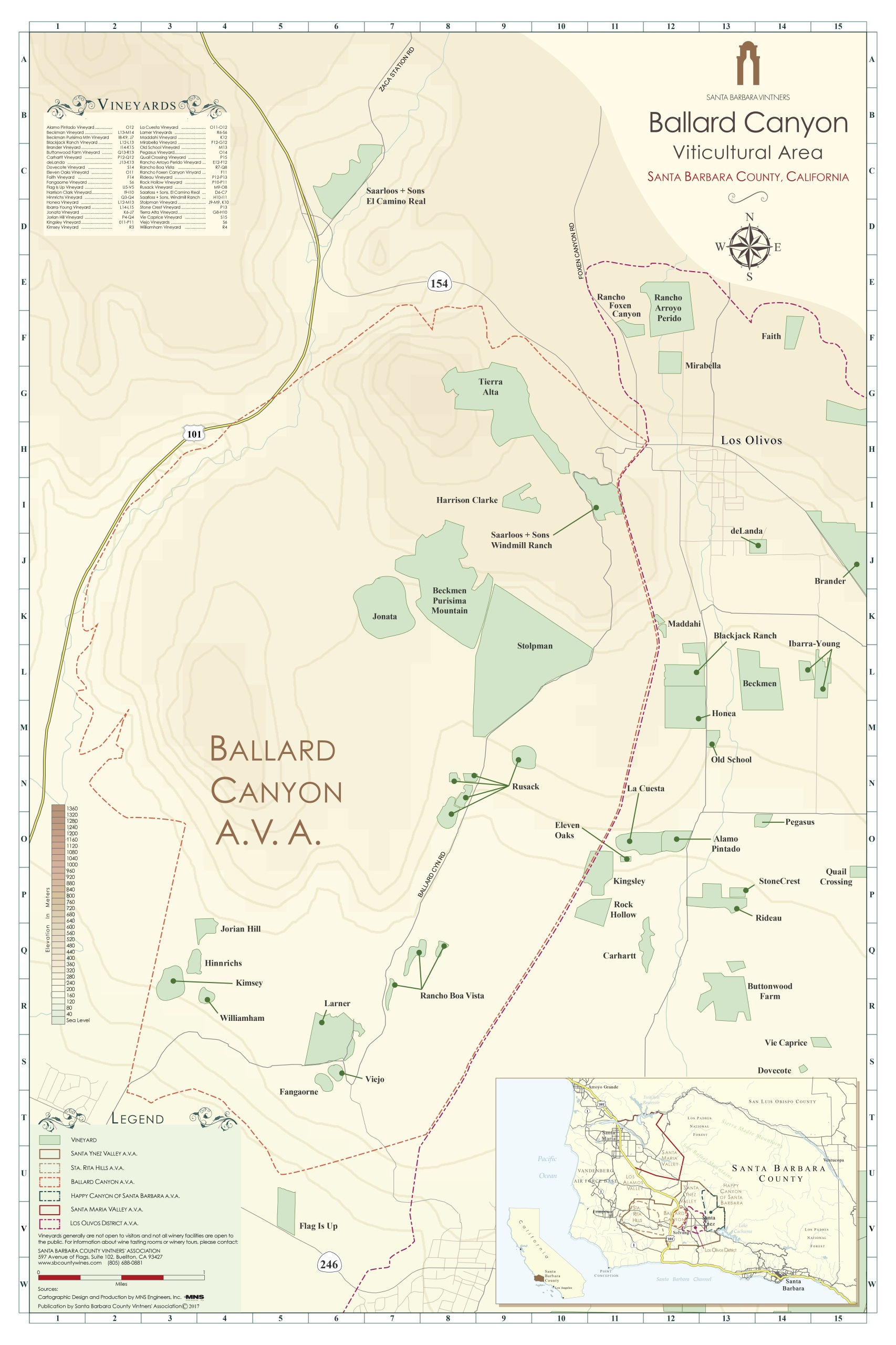 Ballard Canyon AVA Map Santa Barbara County Vintners