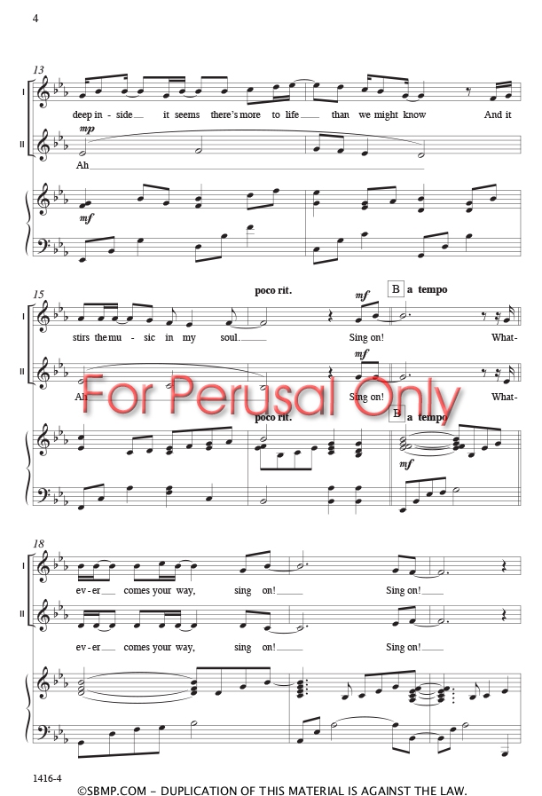 Sing On!, Lane Johnson Santa Barbara Music Publishing, Inc.